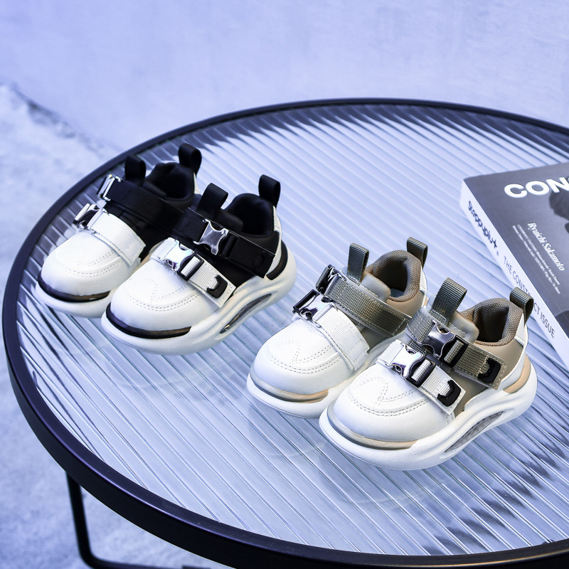 Spring and Autumn Children's Leather Sneakers for Boys and Girls Shoes Non-slip Soft Sole Leisure Daddy Shoes